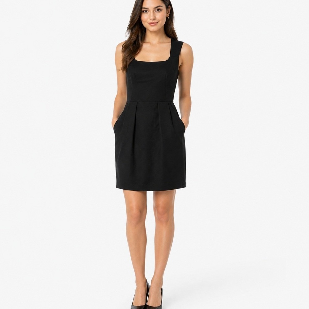 Kay‎ Unger New York Dress Womens 6 Black Sheath Sleeveless Cotton Silk